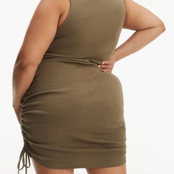 Good American Plus Size 2X (Size 5) Ruched Mini Cotton Dress - Picture 5 of 6